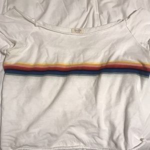 off the shoulder brandy melville rainbow shirt